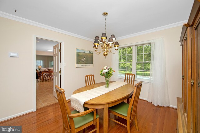 108 Holiday St, Mount Laurel, NJ 08054 - dining space featuring a chandelier, ornamental molding, light wood finished floors, plenty of natural light, and baseboards