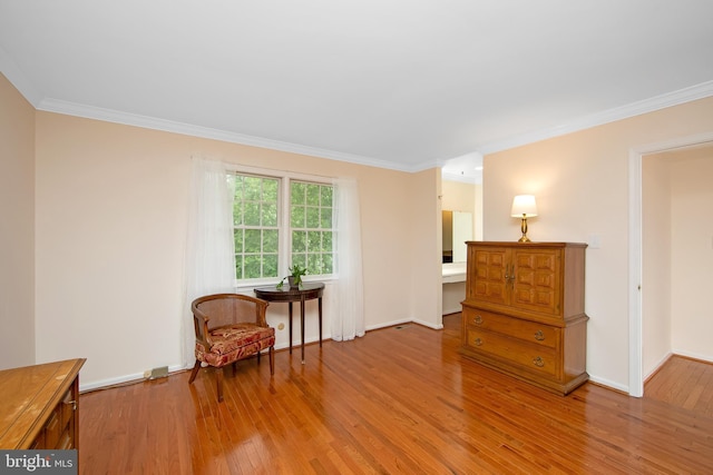 108 Holiday St, Mount Laurel, NJ 08054 - sitting room featuring light wood-style flooring, ornamental molding, and baseboards