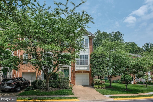 1249 Wild Hawthorn Way, Reston, VA 20194 - multi unit property with brick siding, a garage, driveway, and a front yard