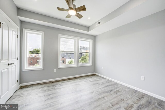 832 19th St NE Unit C, Washington, DC 20002 - unfurnished bedroom featuring light wood finished floors, baseboards, recessed lighting, and a ceiling fan