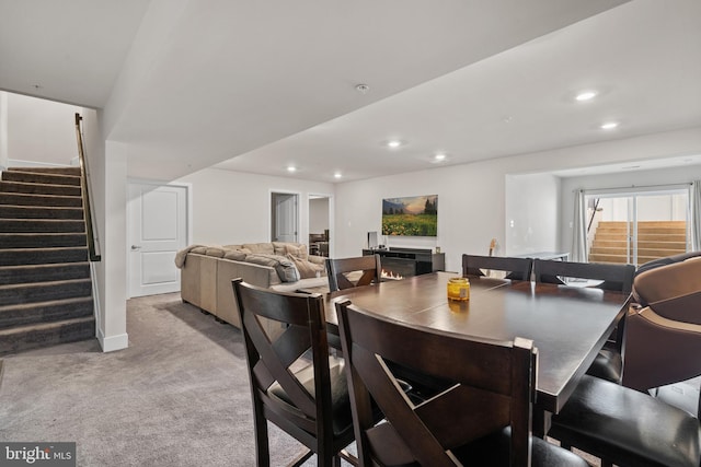 4387 Shakespeare Cir, White Plains, MD 20695 - carpeted dining space with stairway, recessed lighting, and baseboards