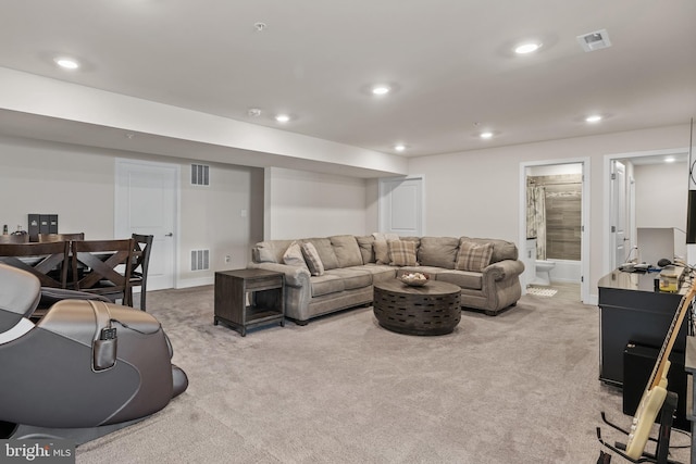 4387 Shakespeare Cir, White Plains, MD 20695 - living room featuring light carpet, recessed lighting, and baseboards