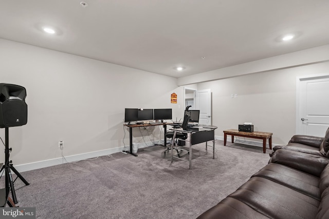 4387 Shakespeare Cir, White Plains, MD 20695 - office area featuring carpet, baseboards, and recessed lighting