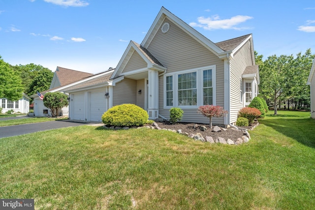4 Forest Lake Ct, Barnegat, NJ 08005 - ranch-style house with a garage, asphalt driveway, a front lawn, and roof with shingles