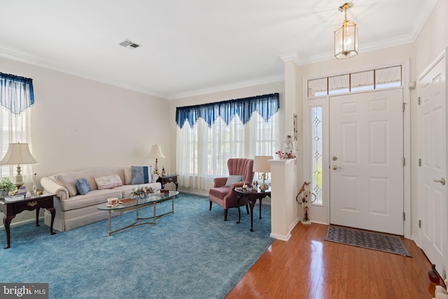 4 Forest Lake Ct, Barnegat, NJ 08005 - entrance foyer with ornamental molding, wood finished floors, and baseboards