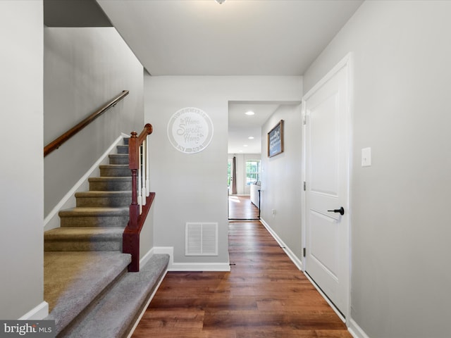 110 Fritillary Ct, Lake Frederick, VA 22630 - corridor featuring wood finished floors, stairs, baseboards, and recessed lighting