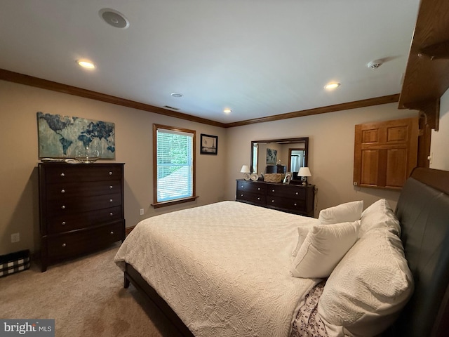 12534 Fawn Dr, Laurel, DE 19956 - bedroom with crown molding, recessed lighting, and light colored carpet