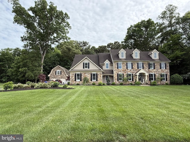 12534 Fawn Dr, Laurel, DE 19956 - view of front of house featuring stone siding and a front lawn