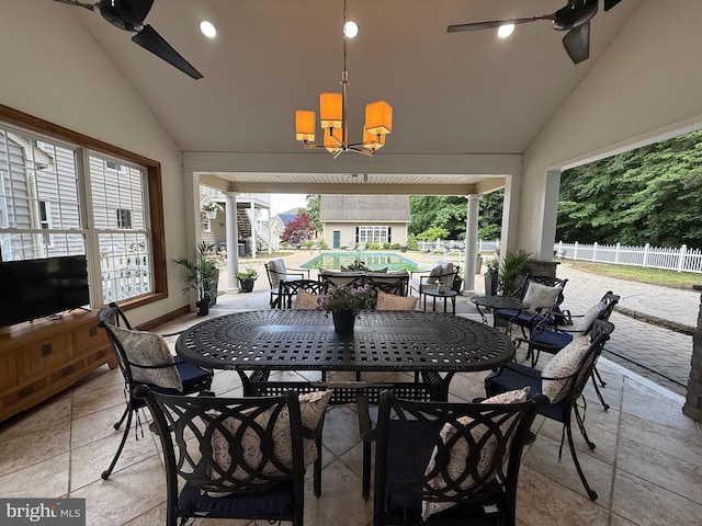 12534 Fawn Dr, Laurel, DE 19956 - view of patio with outdoor dining space, a ceiling fan, and stairway