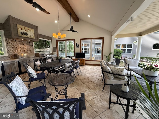 12534 Fawn Dr, Laurel, DE 19956 - view of patio with ceiling fan, exterior kitchen, an outdoor living space, and outdoor dining space