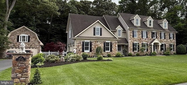 12534 Fawn Dr, Laurel, DE 19956 - view of front facade with stone siding and a front lawn