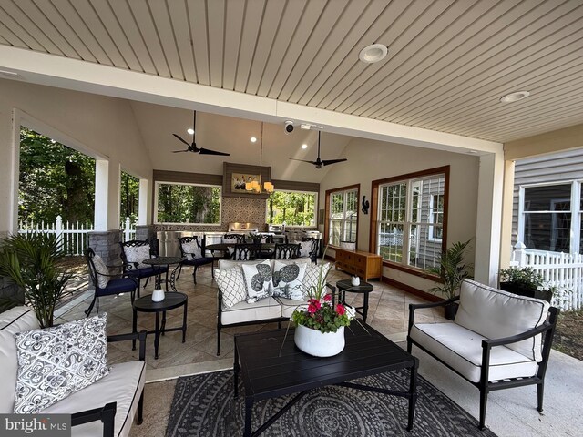 12534 Fawn Dr, Laurel, DE 19956 - view of patio with outdoor lounge area, outdoor dining space, and a ceiling fan