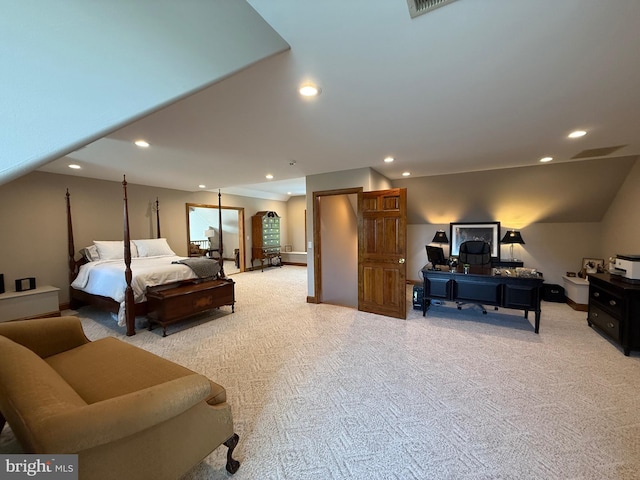 12534 Fawn Dr, Laurel, DE 19956 - bedroom with light colored carpet, recessed lighting, and a desk