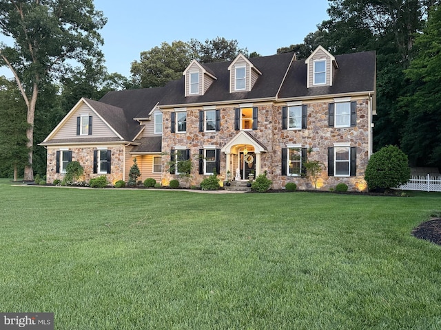 12534 Fawn Dr, Laurel, DE 19956 - view of front facade with stone siding and a front lawn