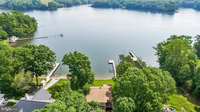 aerial view of a nearby body of water