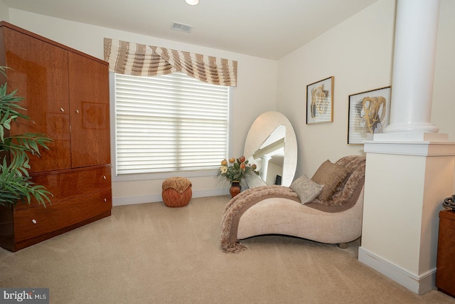 1322 Meridian Blvd Unit 1322, Warrington, PA 18976 - living area featuring carpet floors, baseboards, and decorative columns