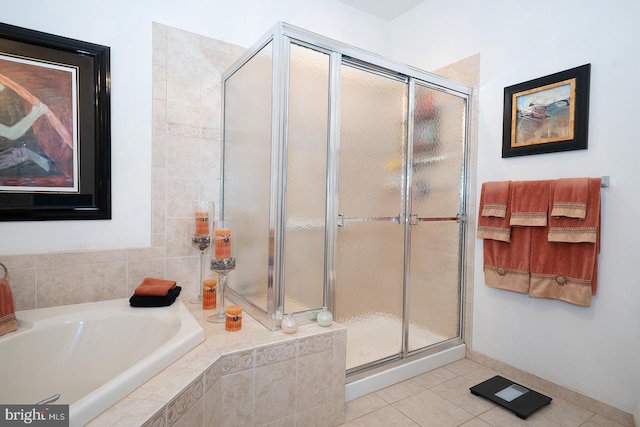 1322 Meridian Blvd Unit 1322, Warrington, PA 18976 - full bath featuring a shower stall, a garden tub, tile patterned floors, and baseboards