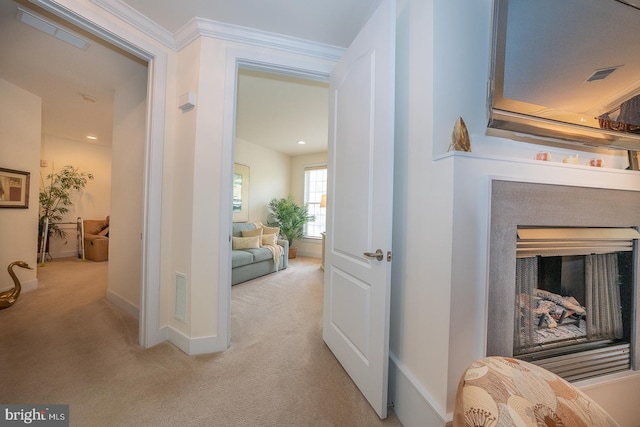 1322 Meridian Blvd Unit 1322, Warrington, PA 18976 - hall with light colored carpet, baseboards, recessed lighting, and crown molding