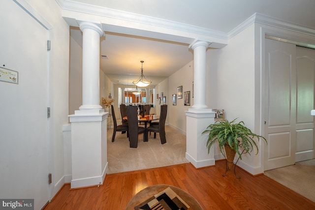 1322 Meridian Blvd Unit 1322, Warrington, PA 18976 - dining space featuring decorative columns, light wood finished floors, and baseboards