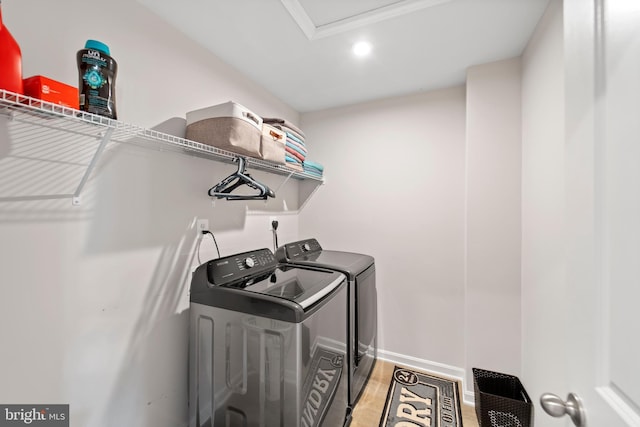 18216 Summit Pointe Dr, Triangle, VA 22172 - laundry room with washer and dryer, recessed lighting, and baseboards