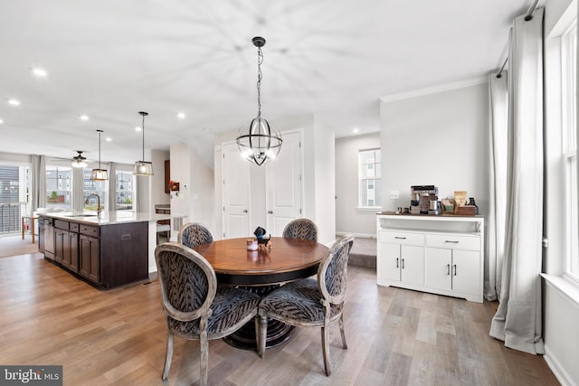 18216 Summit Pointe Dr, Triangle, VA 22172 - dining area featuring recessed lighting, light wood finished floors, and ceiling fan