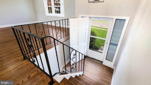 949 Marshall Dr, Warminster, PA 18974 - stairs featuring wood finished floors, baseboards, and plenty of natural light