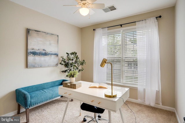 13943 Lullaby Rd, Germantown, MD 20874 - carpeted office space with a ceiling fan and baseboards
