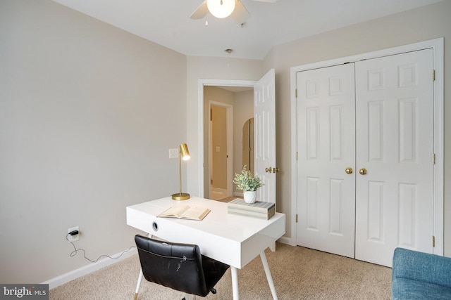 13943 Lullaby Rd, Germantown, MD 20874 - office space with a ceiling fan, light carpet, and baseboards