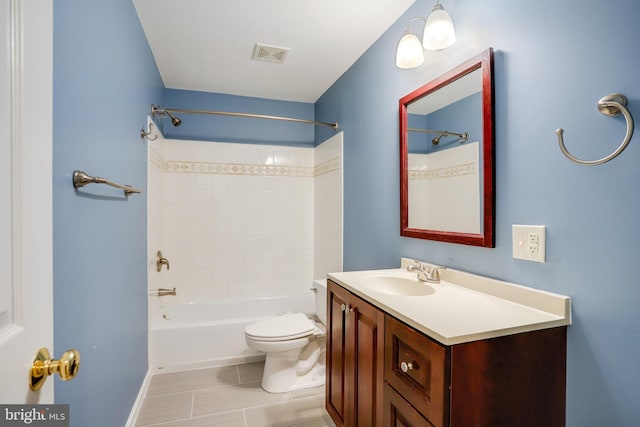13943 Lullaby Rd, Germantown, MD 20874 - bathroom featuring vanity, toilet, shower / bathtub combination, and tile patterned floors