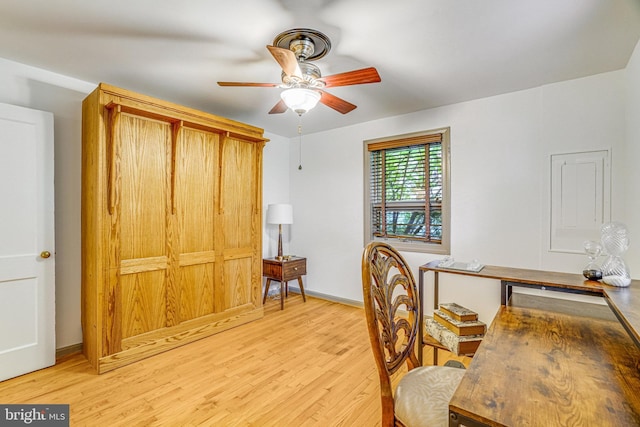 2005 S Quincy St, Arlington, VA 22204 - office area featuring a ceiling fan, light wood-style floors, and baseboards