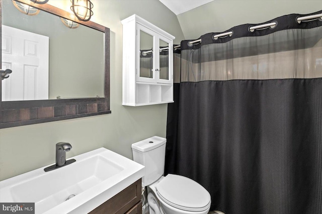 23115 Mt Cloud Rd, Bowling Green, VA 22427 - full bathroom with toilet, vanity, and a shower with curtain