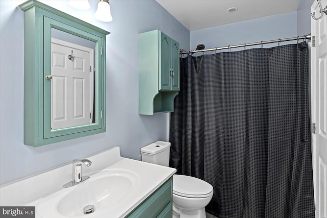 23115 Mt Cloud Rd, Bowling Green, VA 22427 - bathroom featuring vanity, toilet, and a shower with shower curtain