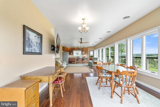 9207 Douglas Rd, Olanta, PA 16863 - dining area featuring a chandelier, dark wood-style flooring, baseboards, and recessed lighting