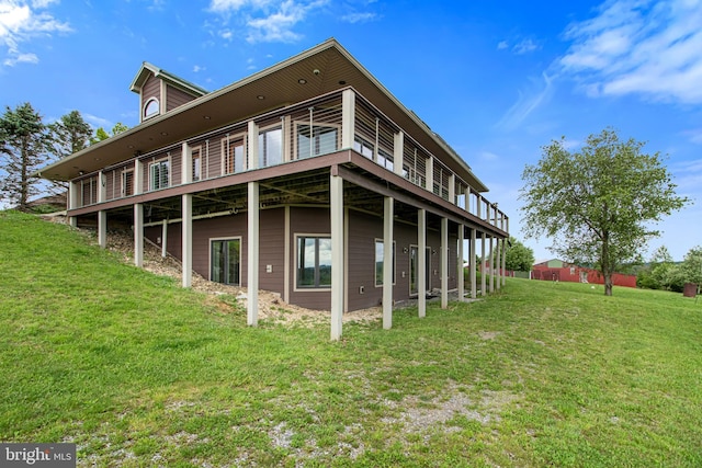 9207 Douglas Rd, Olanta, PA 16863 - rear view of house with a lawn and a wooden deck