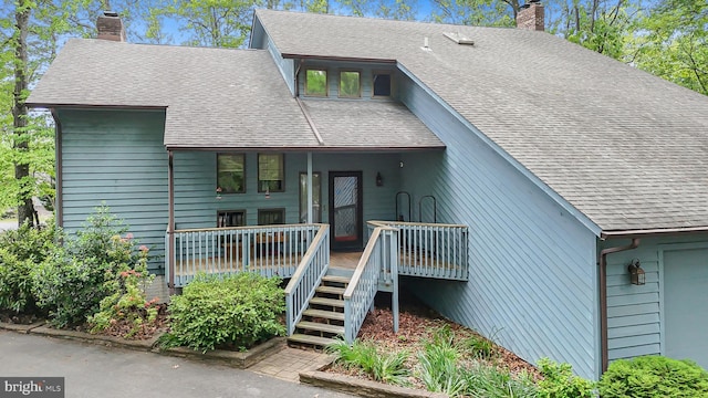 200 Sunset Cir, Cross Junction, VA 22625 - view of front of property with a chimney, roof with shingles, and stairs