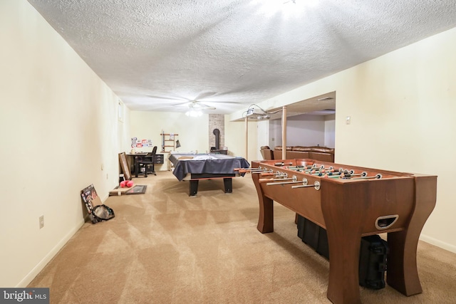 200 Sunset Cir, Cross Junction, VA 22625 - playroom featuring carpet floors, pool table, a textured ceiling, and baseboards