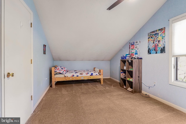 200 Sunset Cir, Cross Junction, VA 22625 - carpeted bedroom with lofted ceiling, baseboards, and a ceiling fan