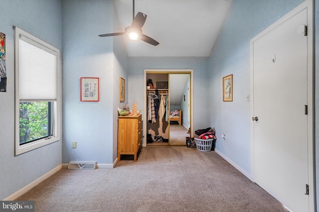 200 Sunset Cir, Cross Junction, VA 22625 - carpeted bedroom featuring baseboards, ceiling fan, a spacious closet, a closet, and lofted ceiling