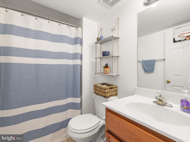 7737 Overhill Rd, Glen Burnie, MD 21060 - bathroom with toilet, vanity, and curtained shower