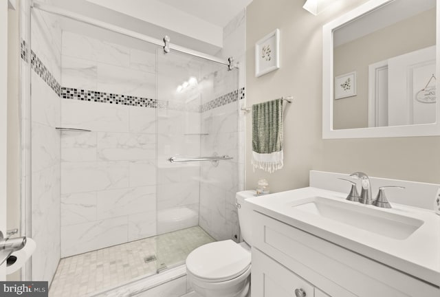4521 Clay St NE, Washington, DC 20019 - full bathroom featuring toilet, a stall shower, and vanity