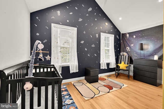 4521 Clay St NE, Washington, DC 20019 - bedroom with lofted ceiling, wood finished floors, and baseboards