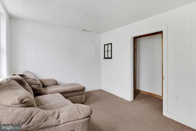 166 Tulpehocken St, Bernville, PA 19506 - living area featuring carpet flooring, a paneled ceiling, and baseboards
