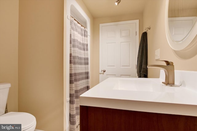 166 Tulpehocken St, Bernville, PA 19506 - full bath featuring toilet, vanity, and a shower with curtain