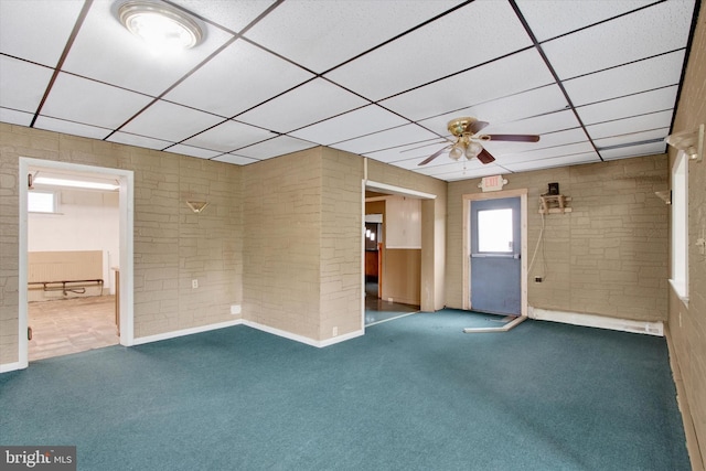 166 Tulpehocken St, Bernville, PA 19506 - spare room featuring a paneled ceiling, carpet flooring, and ceiling fan