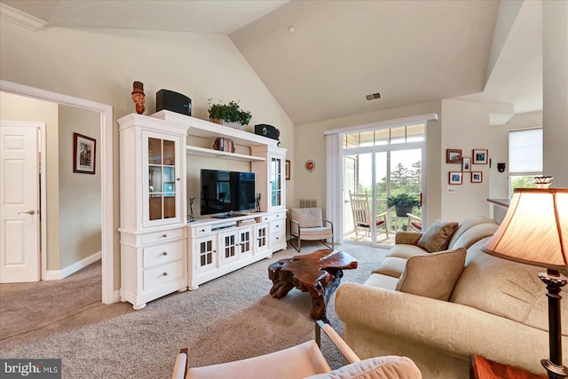 1050 Crest Way Unit 403, York, PA 17403 - living room with light colored carpet and high vaulted ceiling