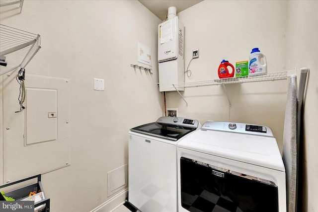 1050 Crest Way Unit 403, York, PA 17403 - laundry area with washer and dryer, baseboards, and electric panel