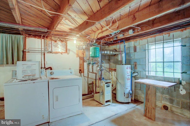 38 Mountain Rd, Orrtanna, PA 17353 - basement with water heater, washing machine and dryer, and a heating unit