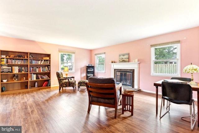 4105 Majestic Ln, Fairfax, VA 22033 - living area featuring wood finished floors and a fireplace