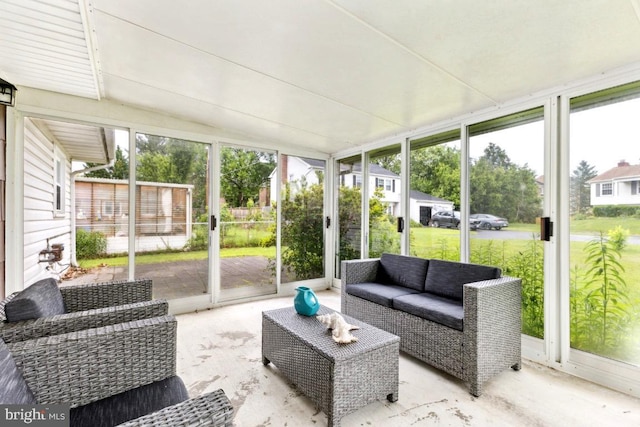 4105 Majestic Ln, Fairfax, VA 22033 - sunroom / solarium featuring an outdoor hangout area and vaulted ceiling