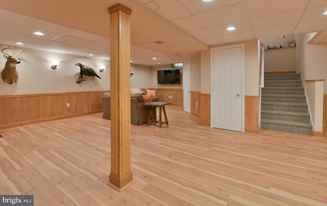 12 Ethan Ter, Woolwich Twp, NJ 08085 - finished basement with wainscoting, a paneled ceiling, light wood finished floors, and stairway
